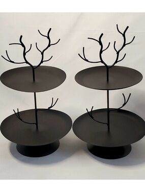 2 New Target Bullseye Playground Black Metal Spooky Tree Tiered Halloween Trays